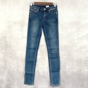 BLK DNM Skinny Jeans Women 25 Blue Stretch Minimalist York Blue Urban Clean Girl